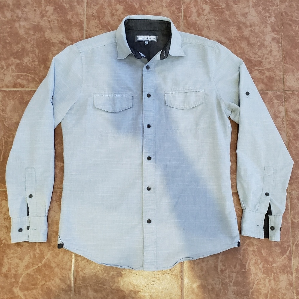 PD & C Grey Long Sleeve Button Down Shirt Small